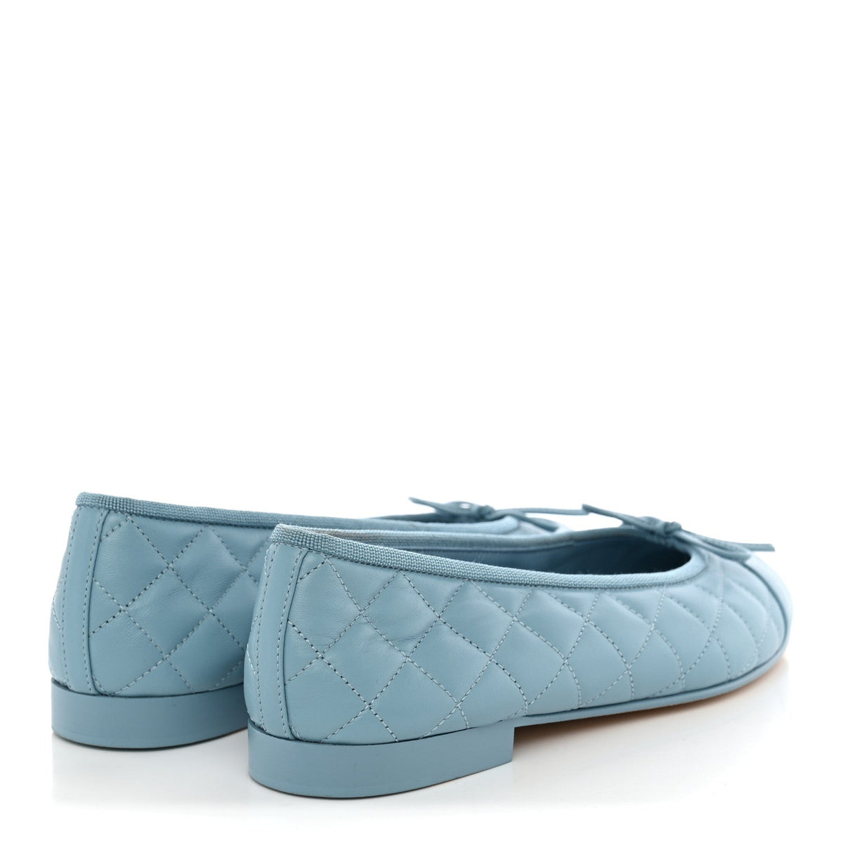 Lambskin Quilted CC Cap Toe Ballerina Flats 38.5 Blue
