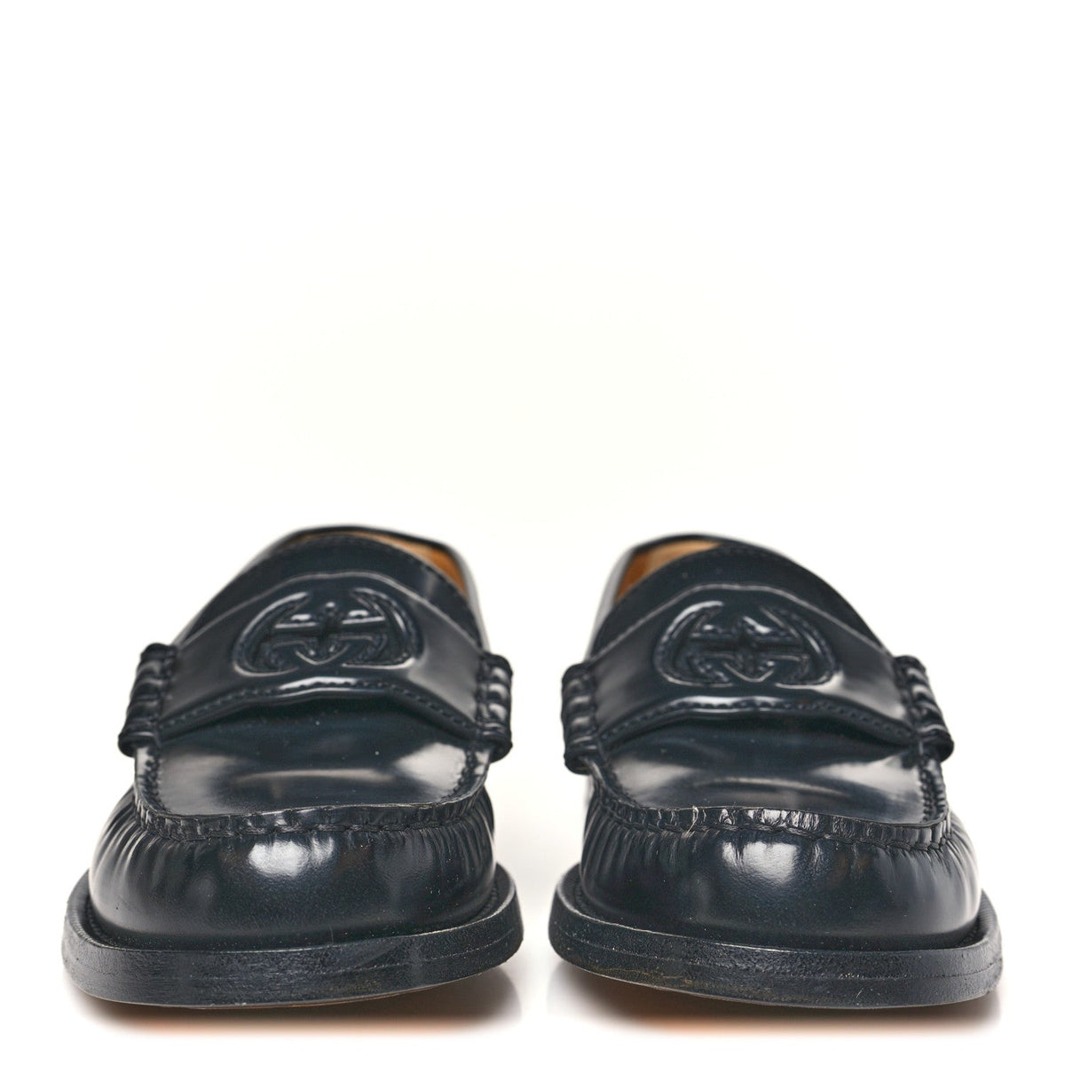 Millennial Ribot Cut Out Interlocking G Loafers 35.5 Black