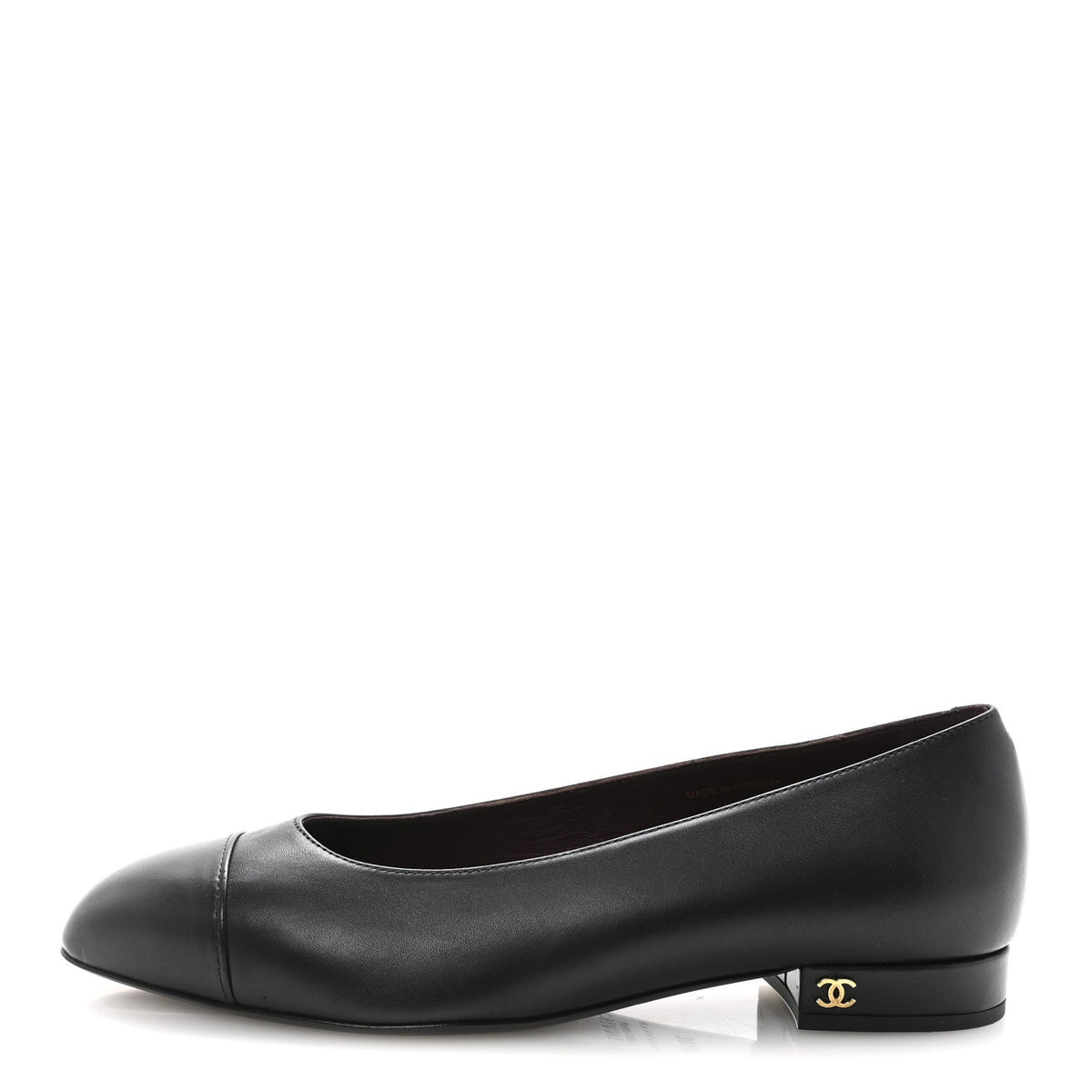Lambskin Cap Toe Ballerina Flats 38.5 Black