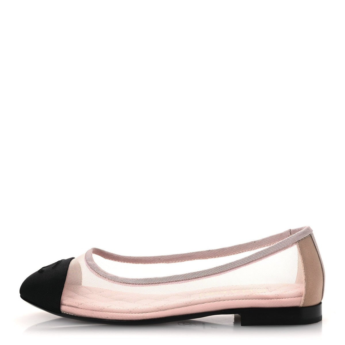 Mesh Grosgrain CC Ballerina Flats 36 Pink Black