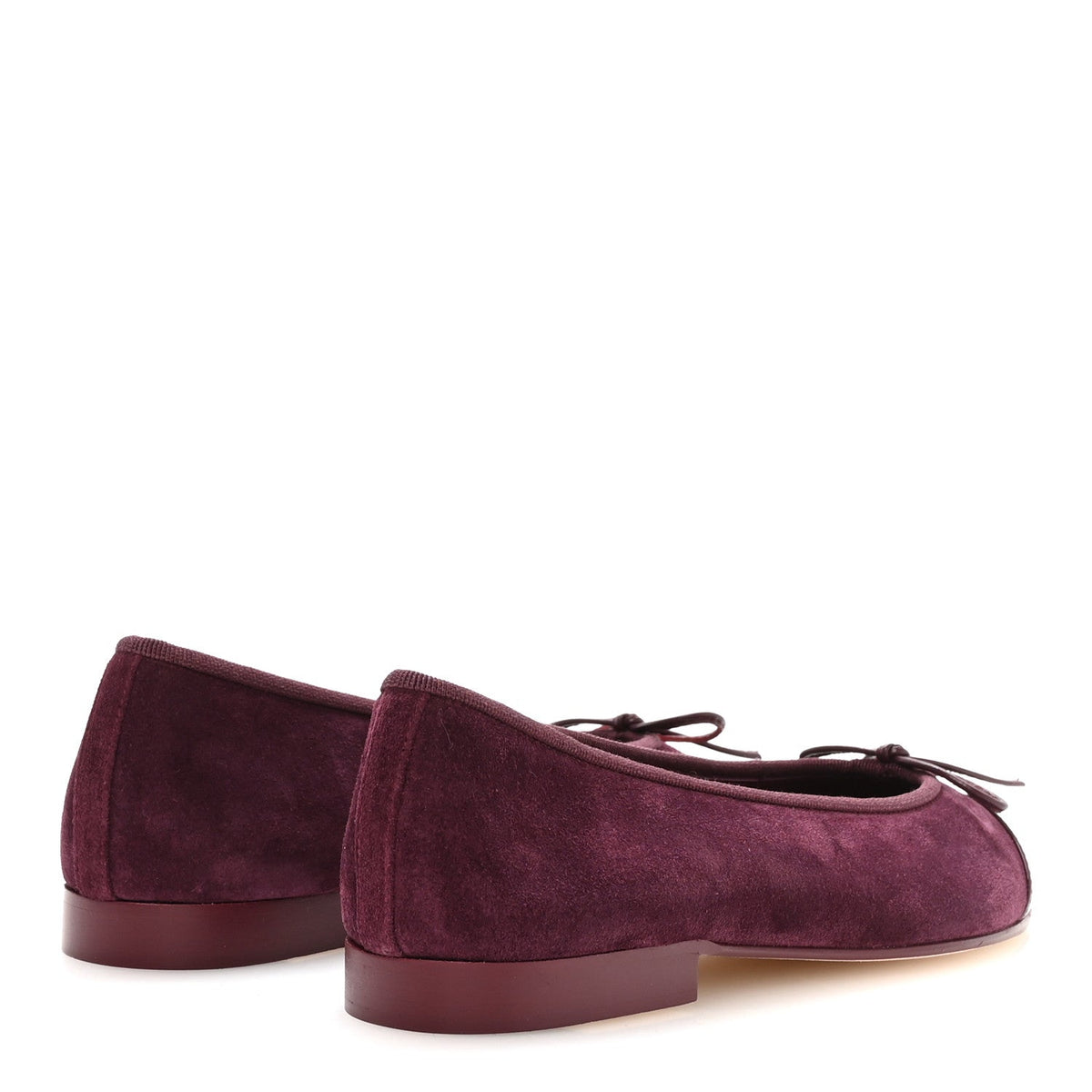 Suede Patent Calfskin Cap Toe CC Ballerina Flats 37 Burgundy
