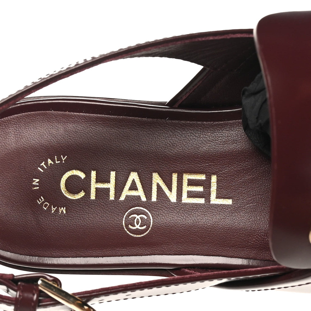 Shiny Calfskin Slingback Loafers 38 Burgundy