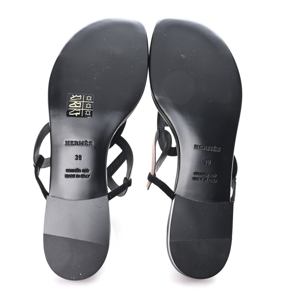 Metallic Chevre Velours Womens Egerie Sandals 39 Black Or Rose