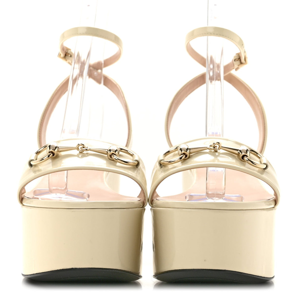 Superlight Calfskin Horsebit Platform Sandals  39.5 New Ivory