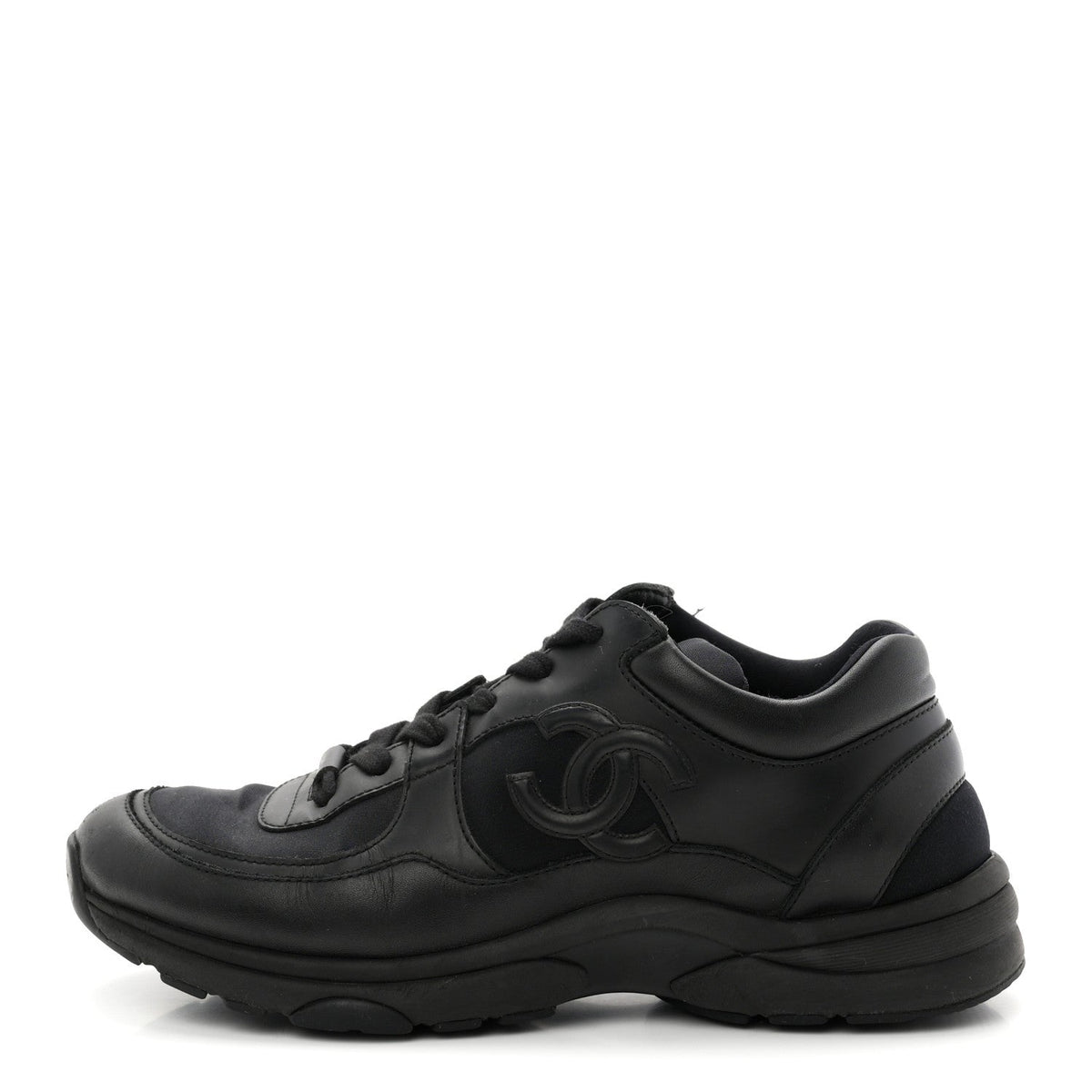 Lambskin Fabric CC Uniform Sneakers 39 Black