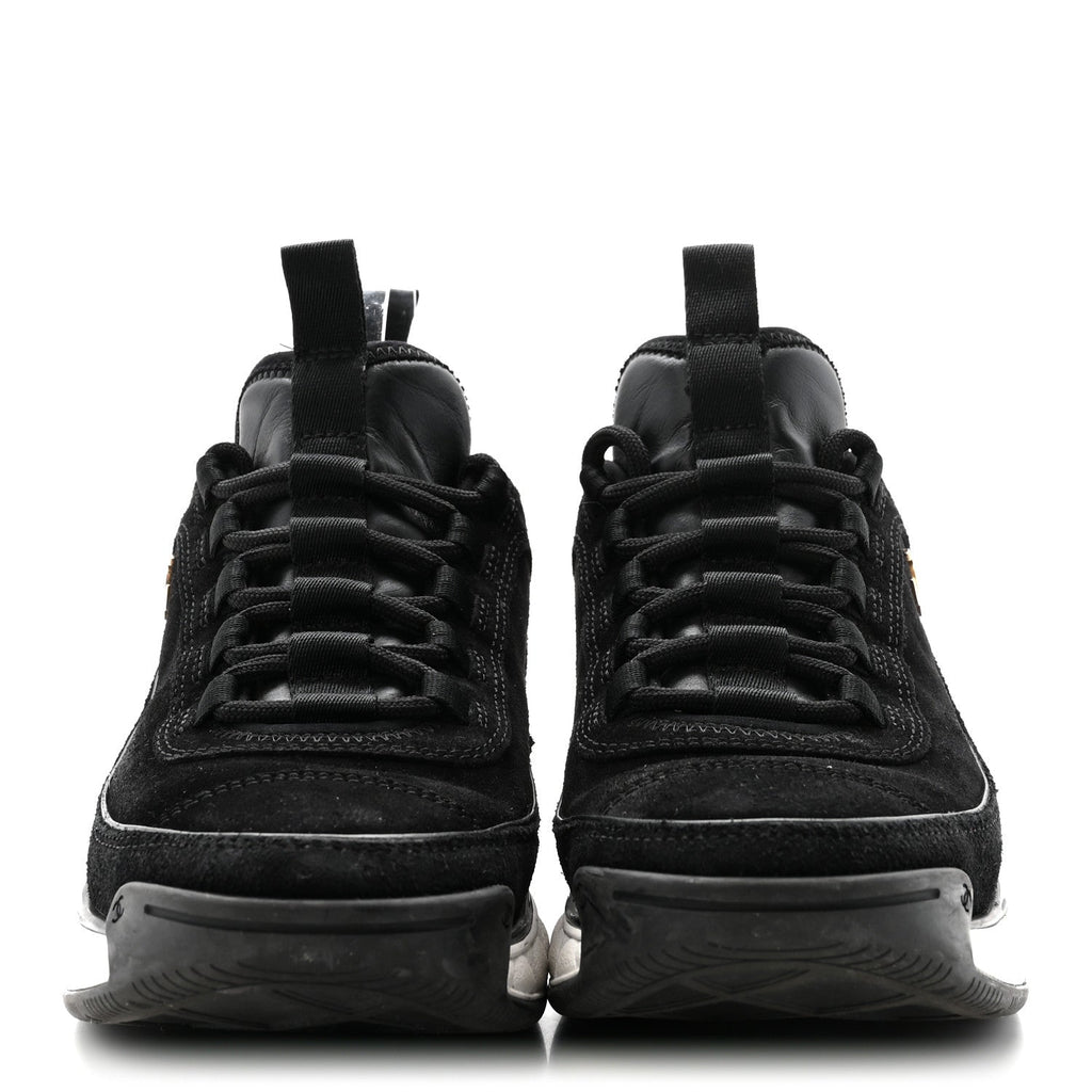 Suede Calfskin Nylon Grosgrain CC Sneakers 37 Black