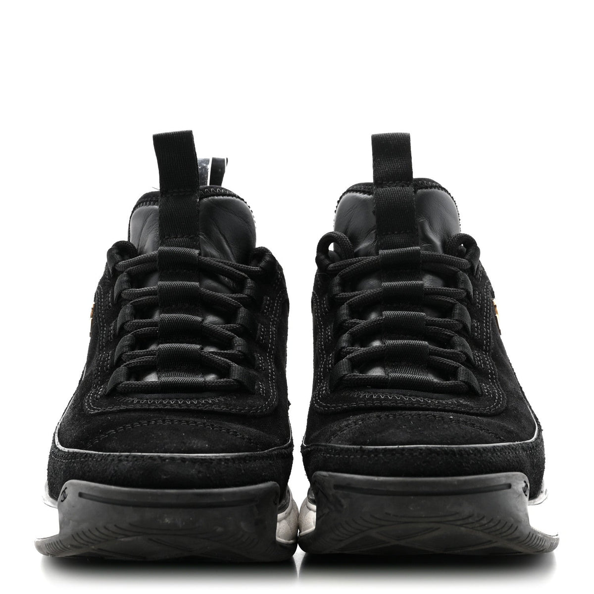 Suede Calfskin Nylon Grosgrain CC Sneakers 37 Black