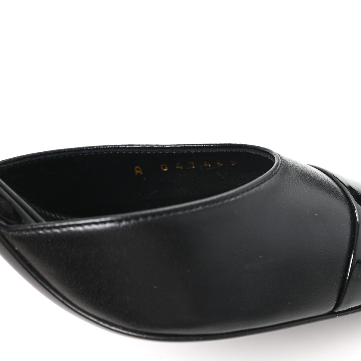 Lambskin Patent Cap Toe CC Apple Slingback Pumps 40 Black