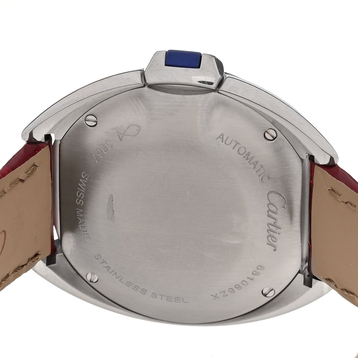 Stainless Steel Alligator 31mm Cle De Cartier Automatic Watch Burgundy