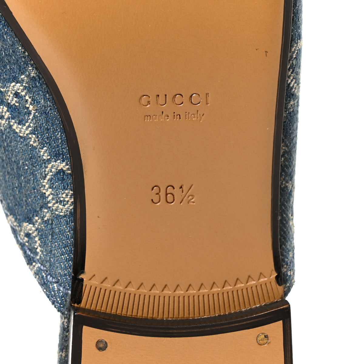 New Denim GG Malaga Kid Womens Princetown Slippers 36.5 Light Blue Royale