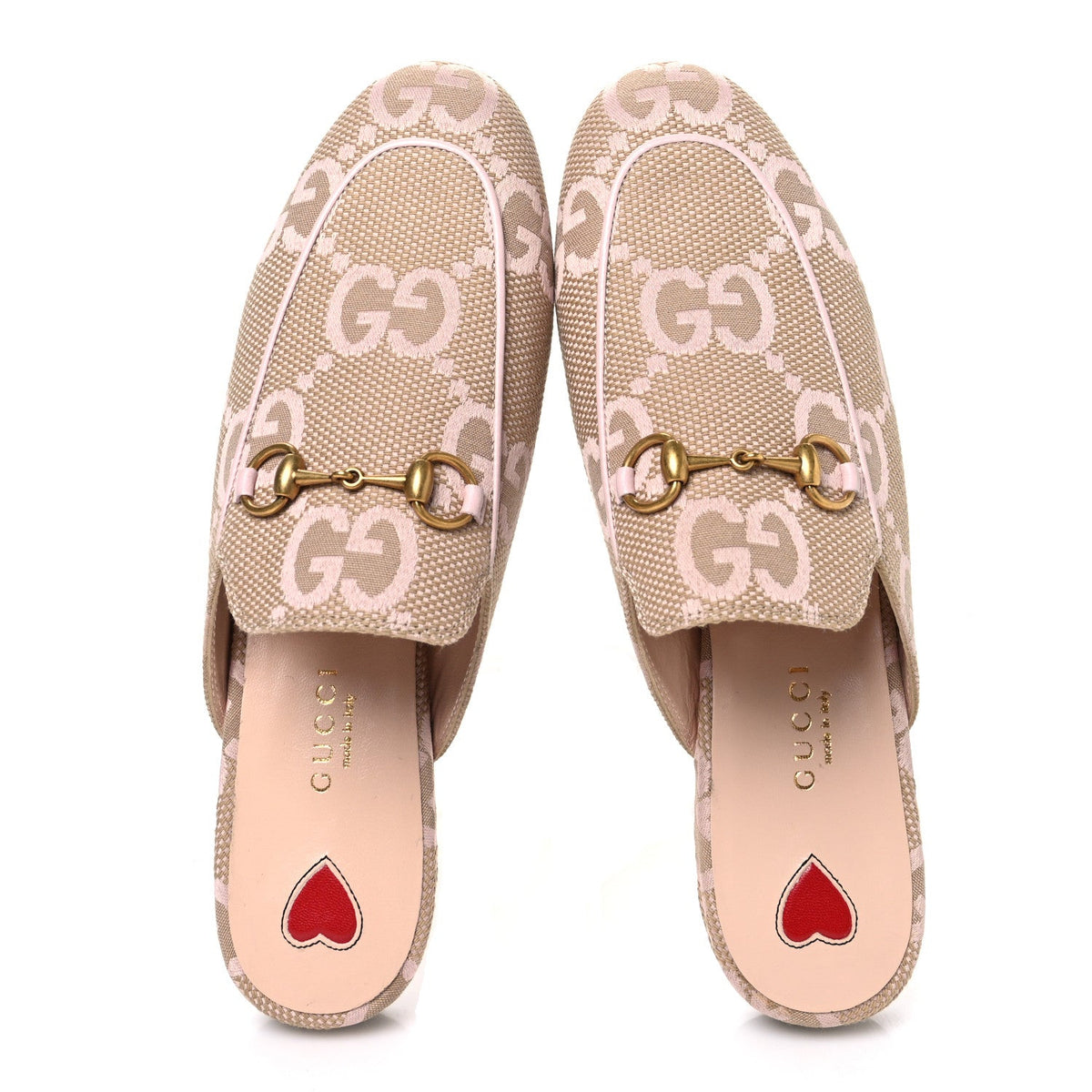 Monogram Macro GG Nappa Charlotte Womens Princetown Slippers 36 Beige Perfect Pink