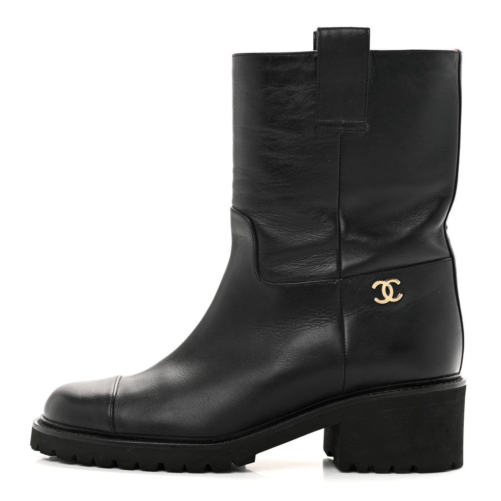 Calfskin CC Ankle Boots 39 Black