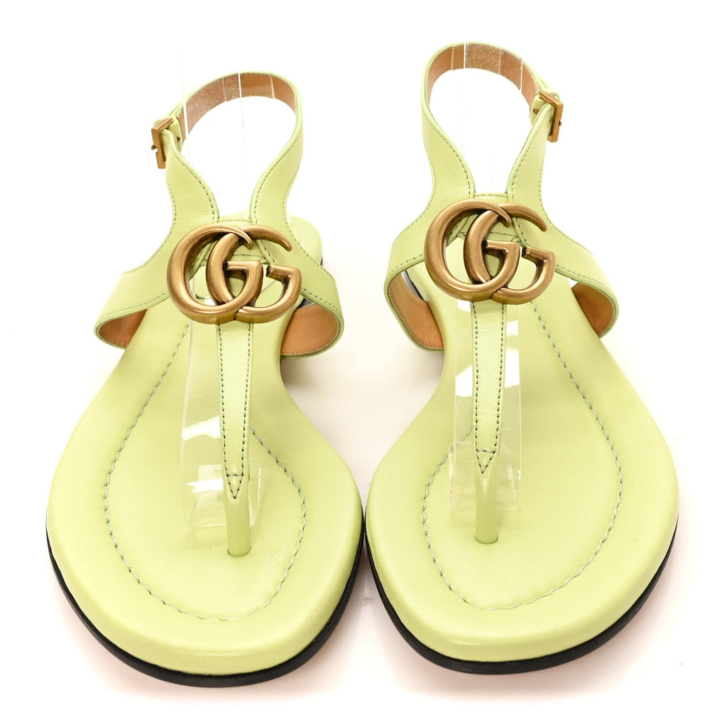 Calfskin Double G Thong Flat Sandals 36.5 Pistachio Green