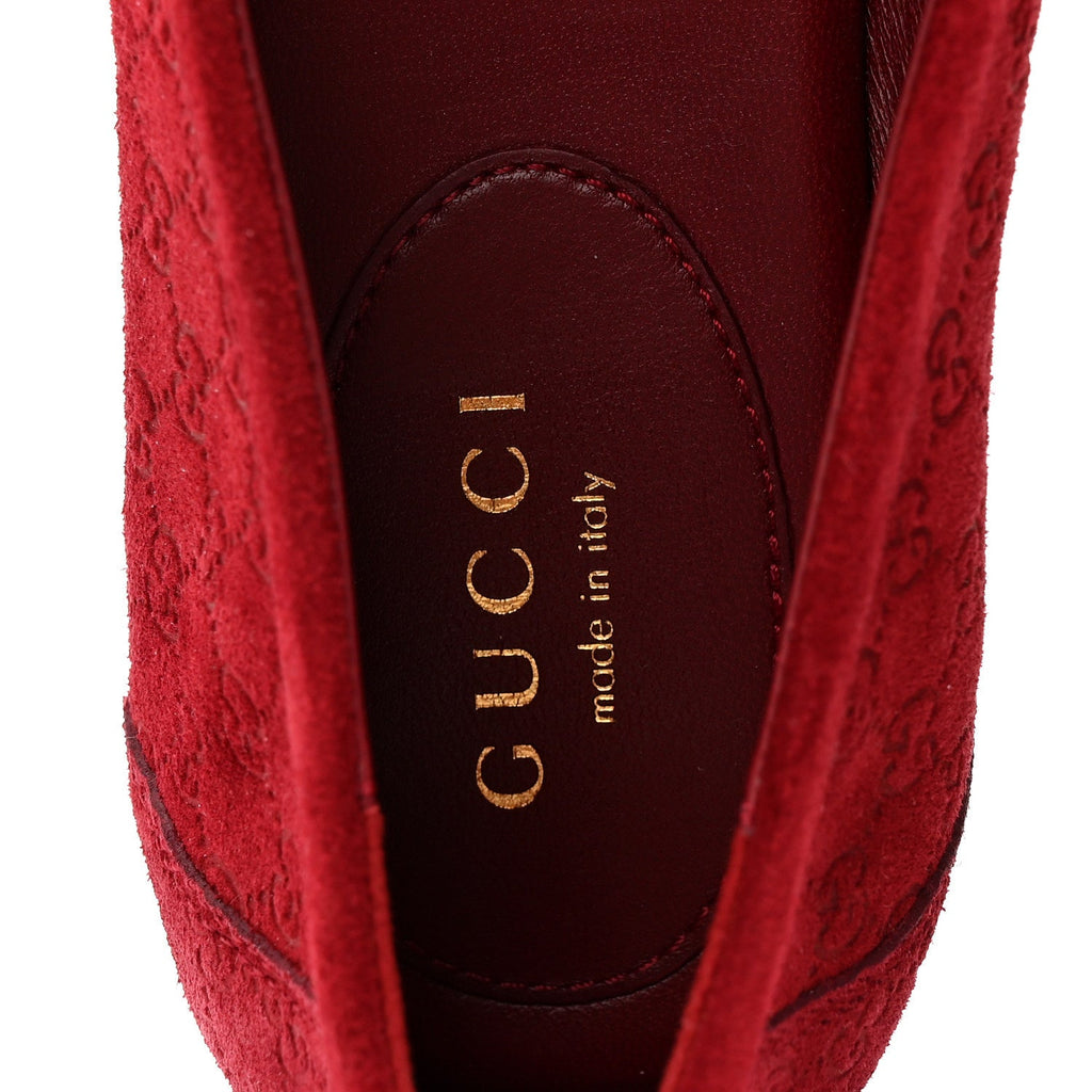 Suede Micro GG Horsebit Womens Kensington Moccasin Loafers 37 Rosso Ancora
