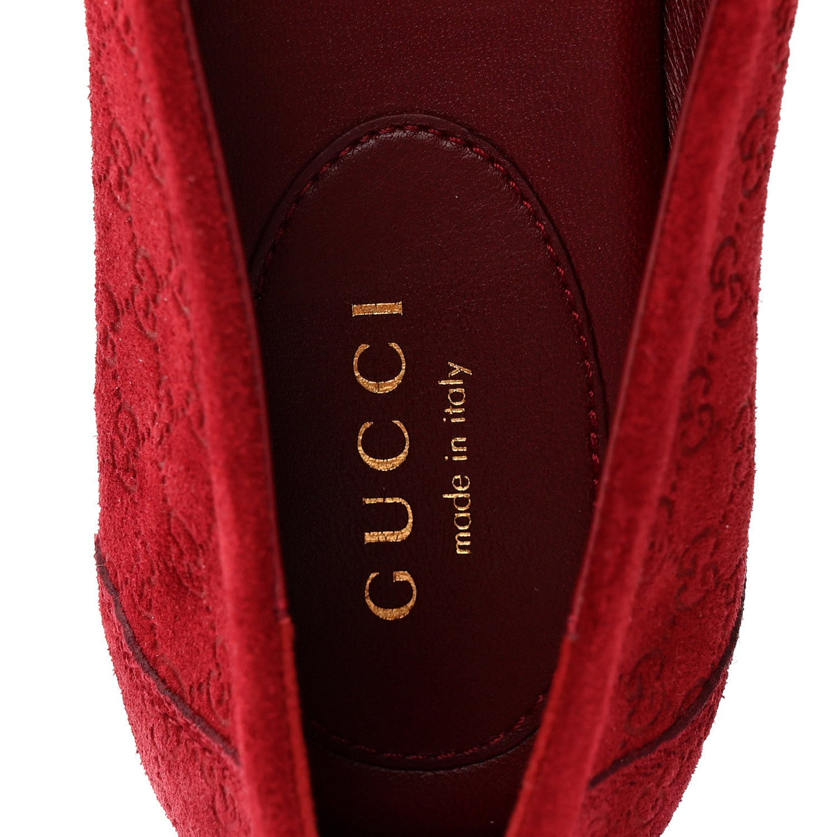 Suede Micro GG Horsebit Womens Kensington Moccasin Loafers 37 Rosso Ancora
