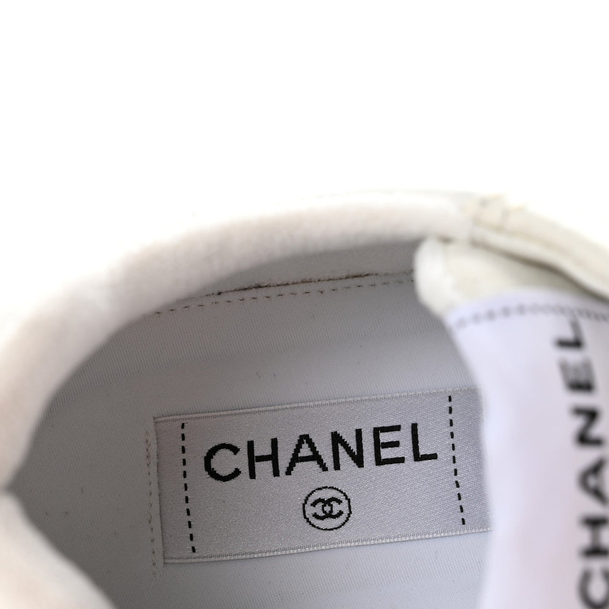 Grained Calfskin Fabric Womens Logo Sneakers 37.5 White 37.5 White