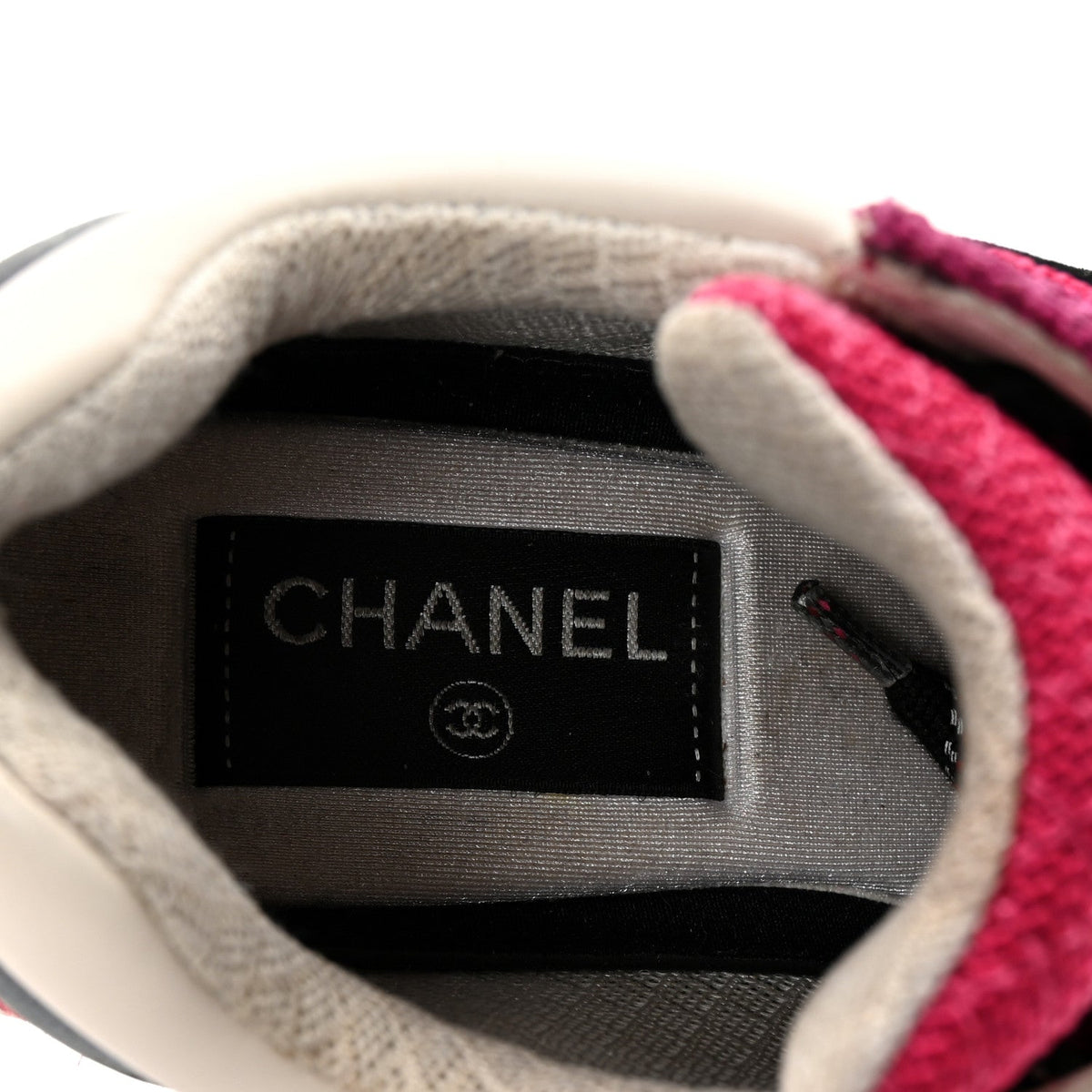 Mesh Suede Calfskin Womens CC Sneakers 35 Dark Pink Silver