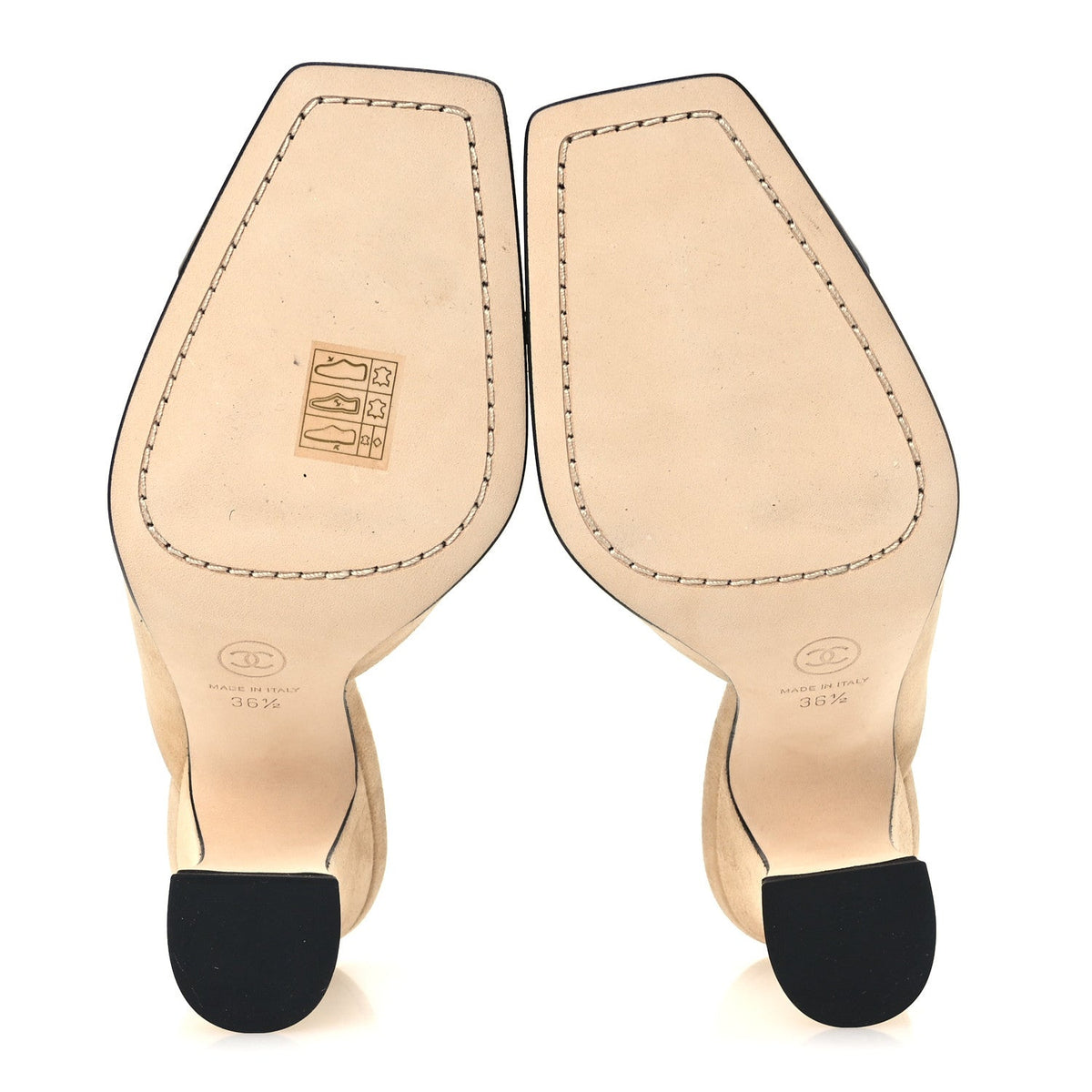 Suede Kidskin Patent Calfskin Mules 36.5 Beige Black