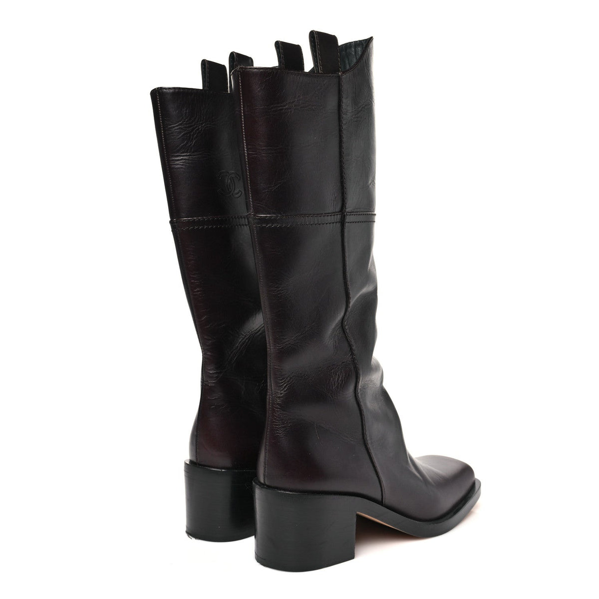 Calfskin CC Wyoming Knee High Boots 40 Dark Brown