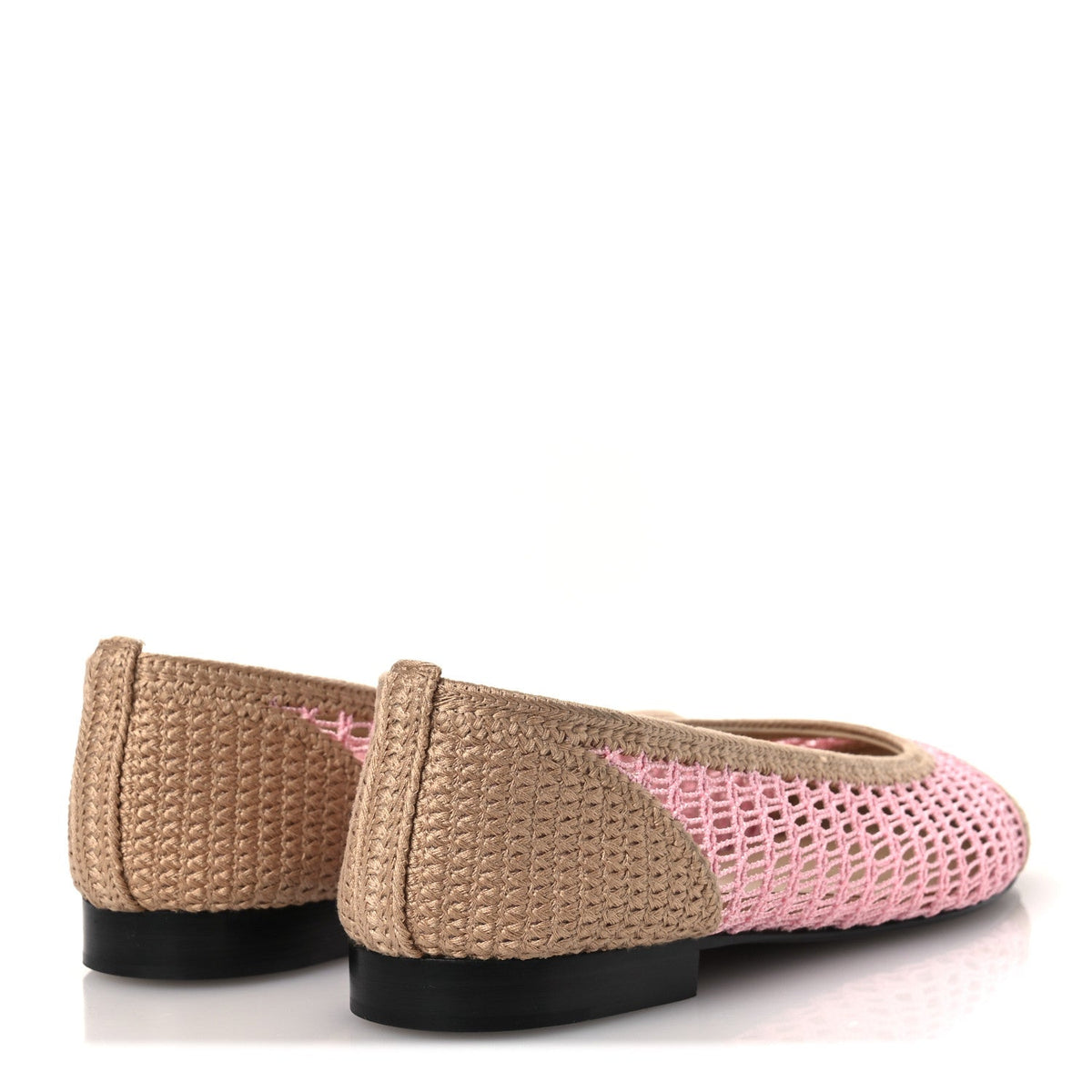 Raffia Cap Toe Ballerina Flats 40 Pink Beige