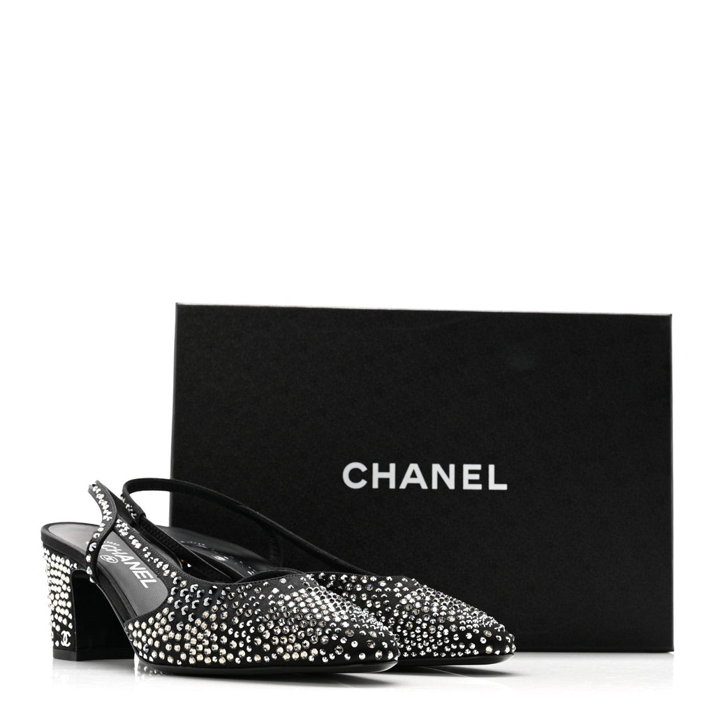 Strass Cap Toe CC Slingback Pumps 39.5 Black