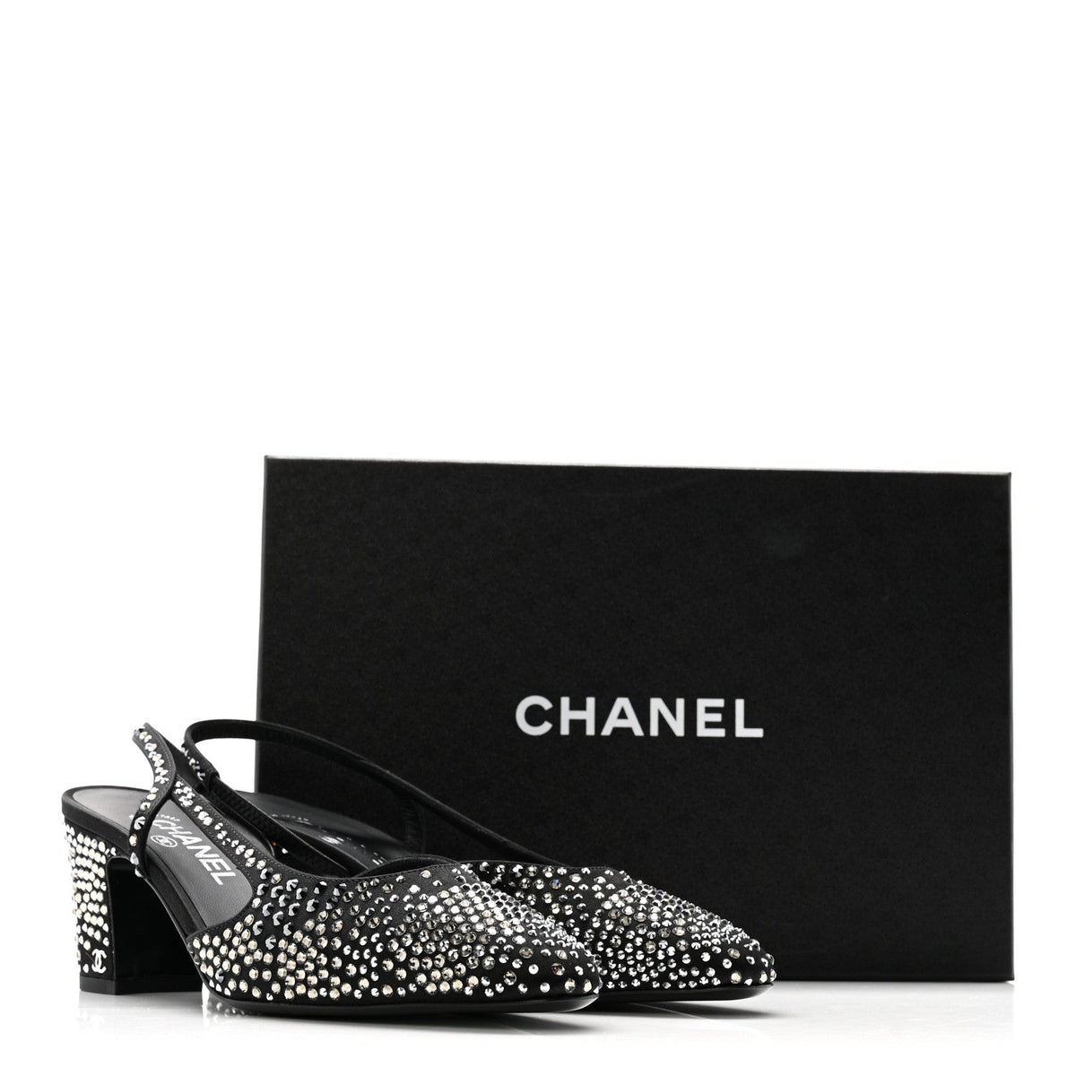 Strass Cap Toe CC Slingback Pumps 39.5 Black