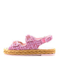 Tweed Patent Calfskin Velcro Dad Sandals 38.5 Light Purple Pink Red