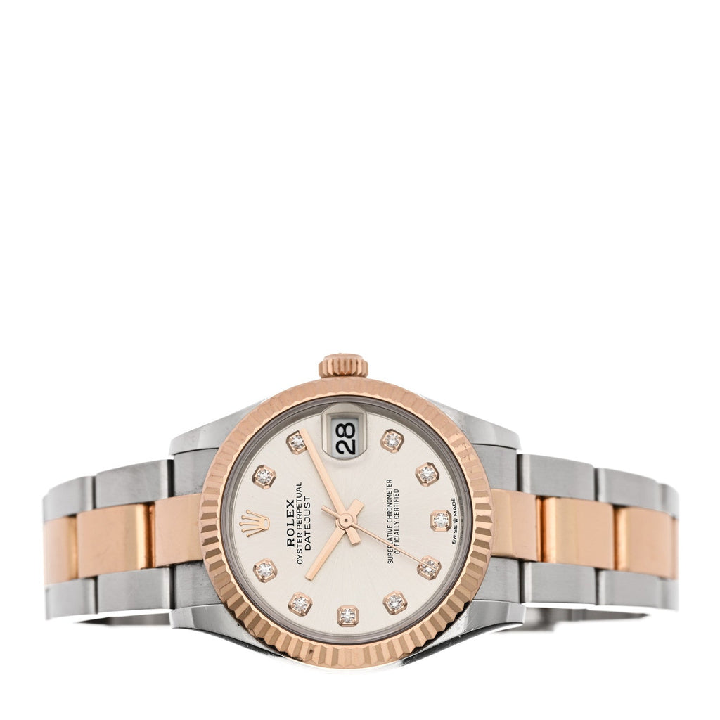 Stainless Steel 18K Everose Gold Diamond 31mm Oyster Perpetual Datejust Watch Silver 278271