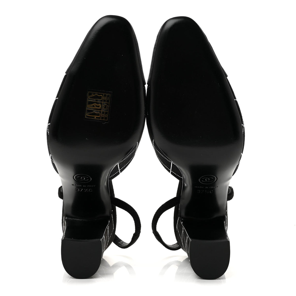 Suede Kidskin Cap Toe CC Slingback Pumps 37.5 Black Silver