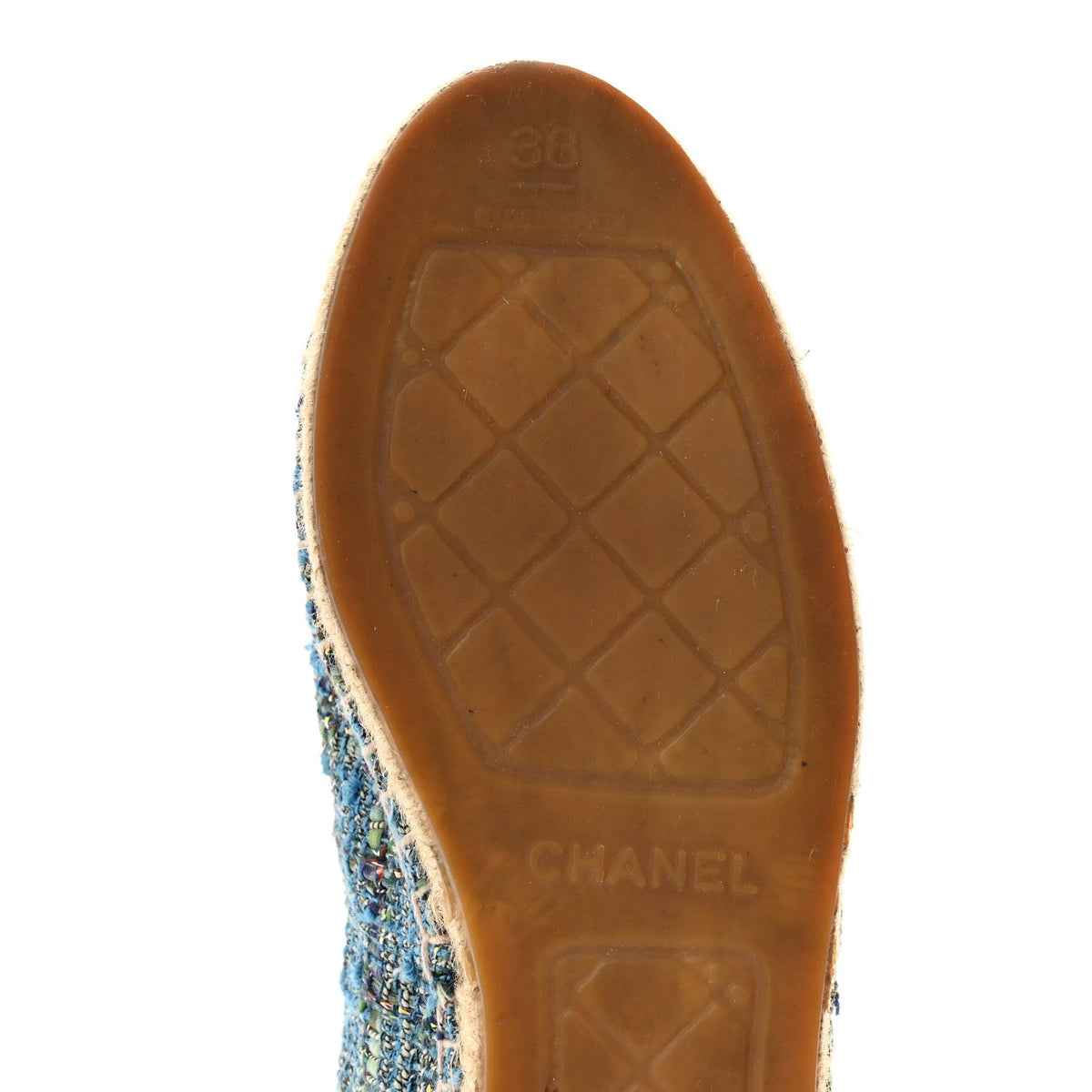 Tweed Lambskin CC Espadrilles 38 Blue