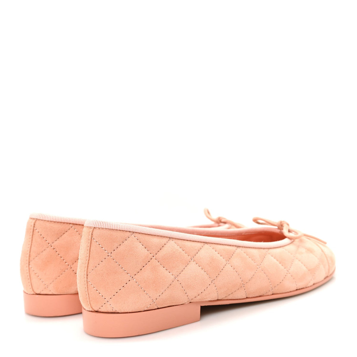 Suede Calfskin Quilted Cap Toe CC Ballerina Flats 36 Pink