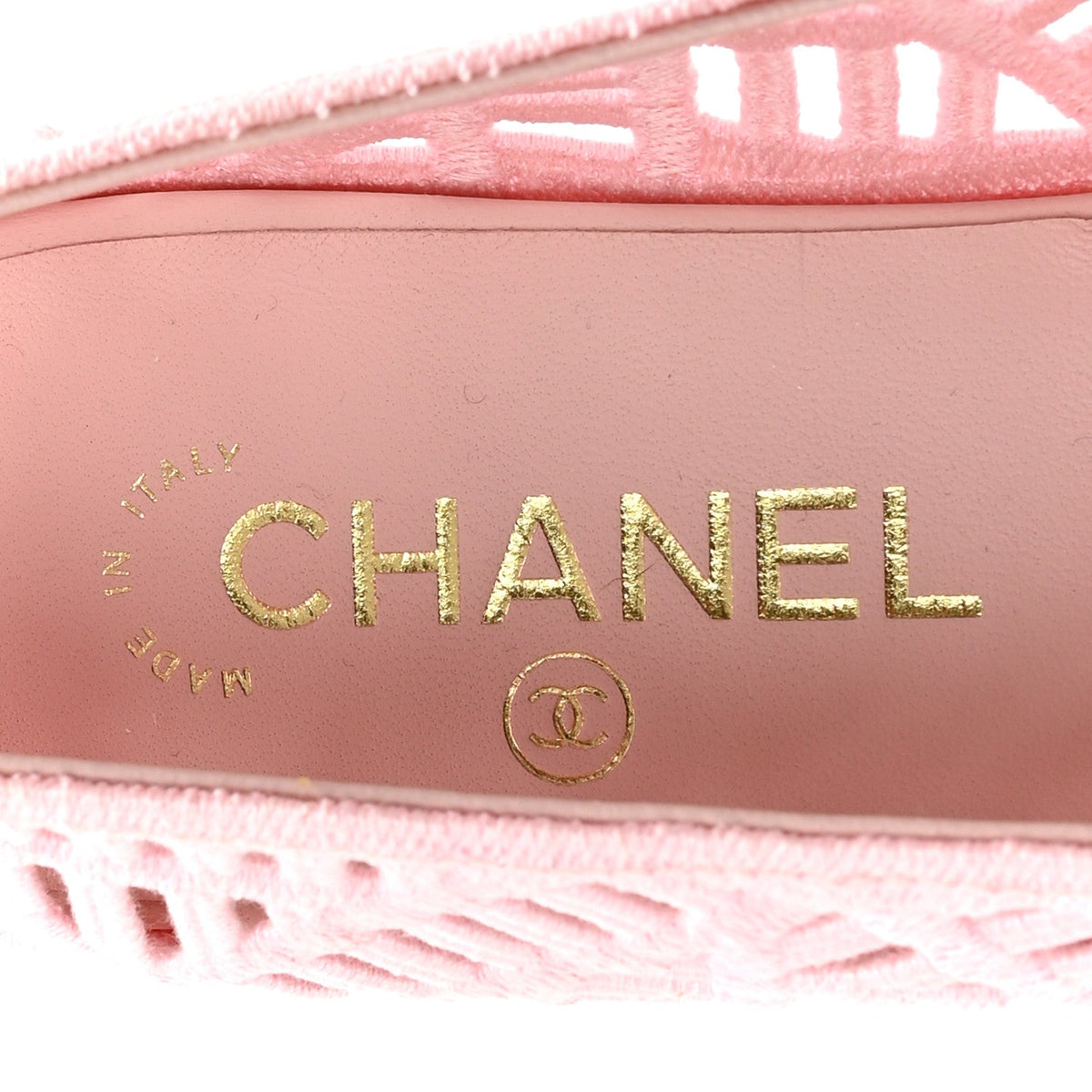 Cotton Embroidered Cap Toe Ballet Flats 38 Light Pink