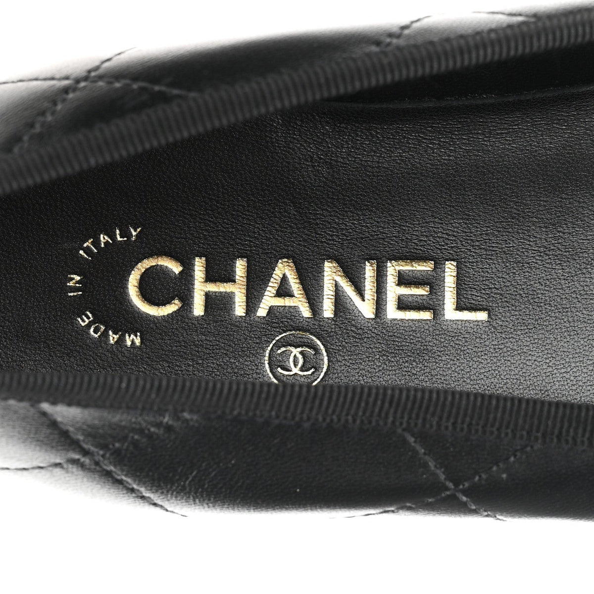 Lambskin Quilted CC Cambon Ballet Flats 38.5 Black White