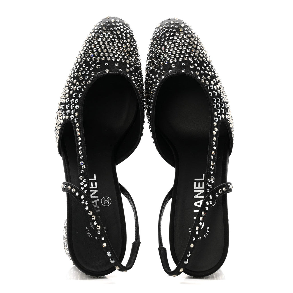 Strass Cap Toe CC Slingback Pumps 39.5 Black
