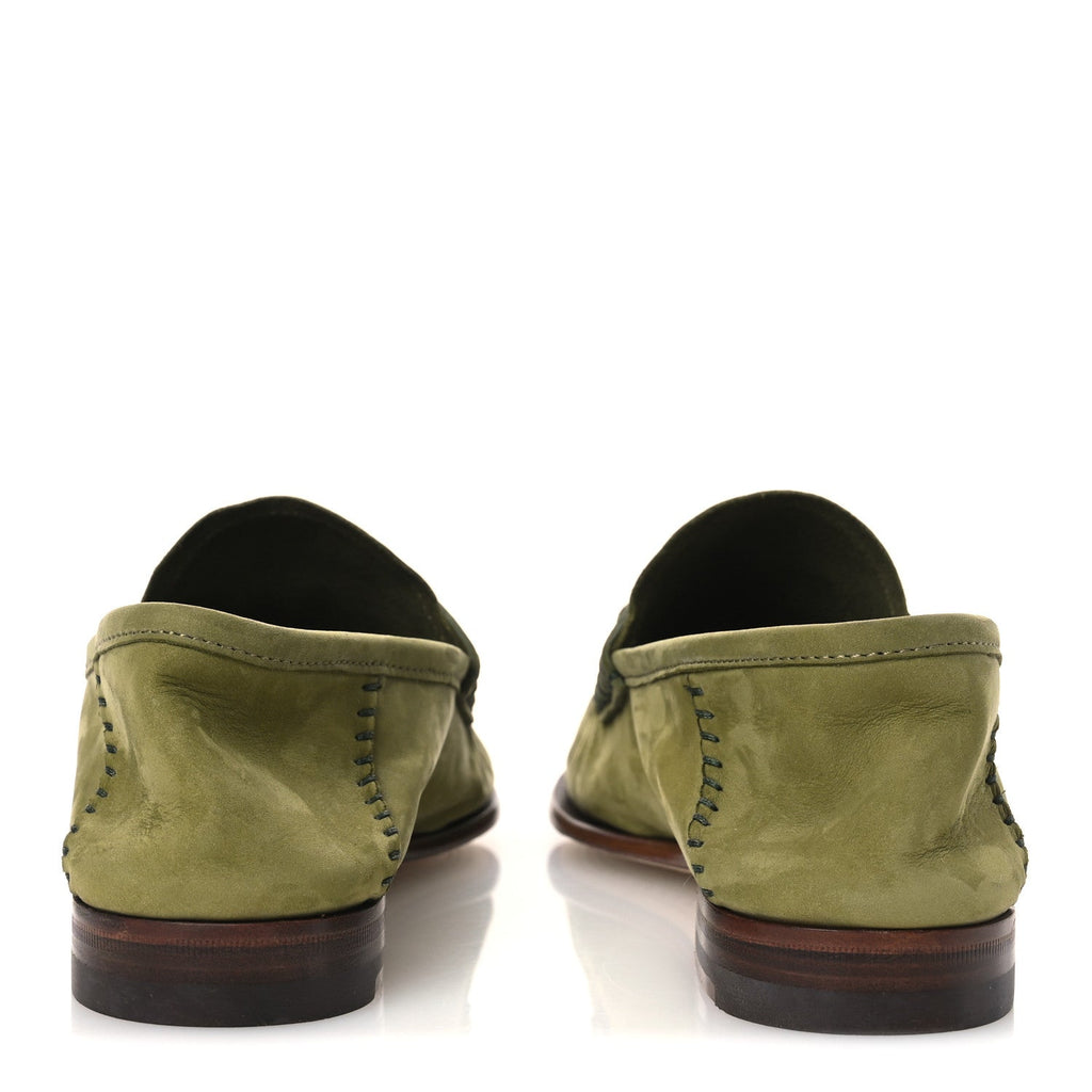 Nubuck Womens Horsebit Loafers 37 Herbs Light Green
