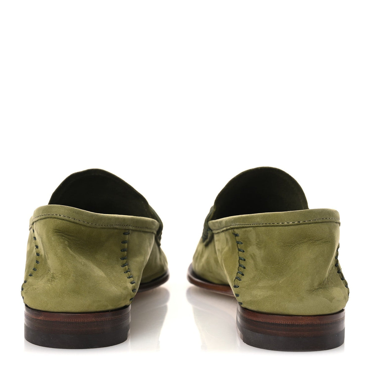 Nubuck Womens Horsebit Loafers 37 Herbs Light Green