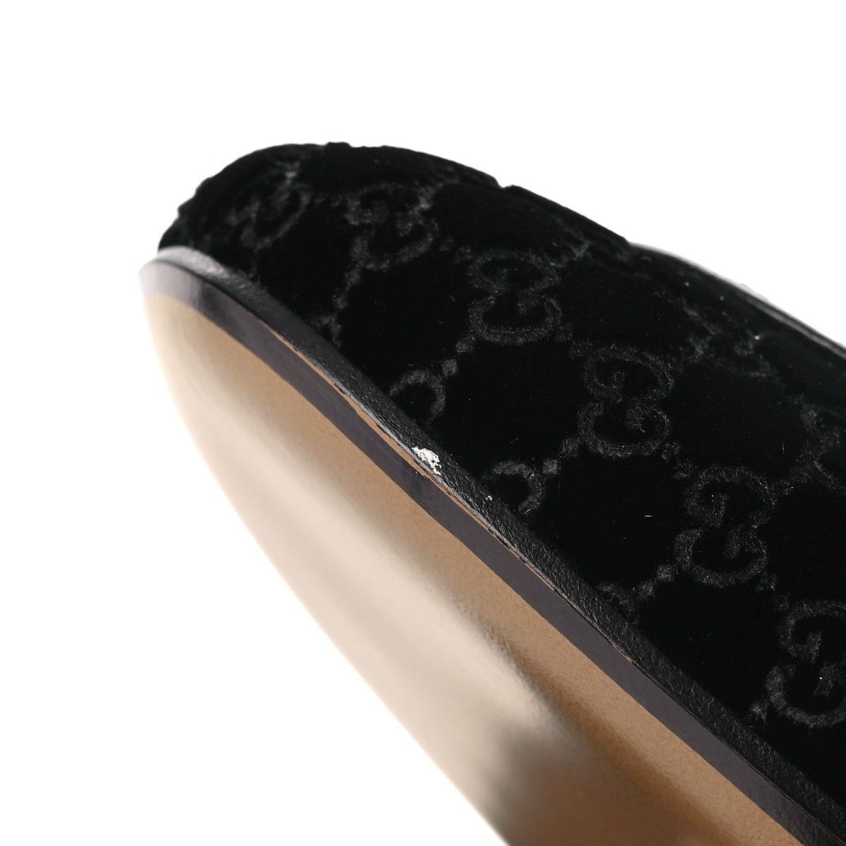 Velvet GG Monogram Womens Princetown Slippers 37.5 Black