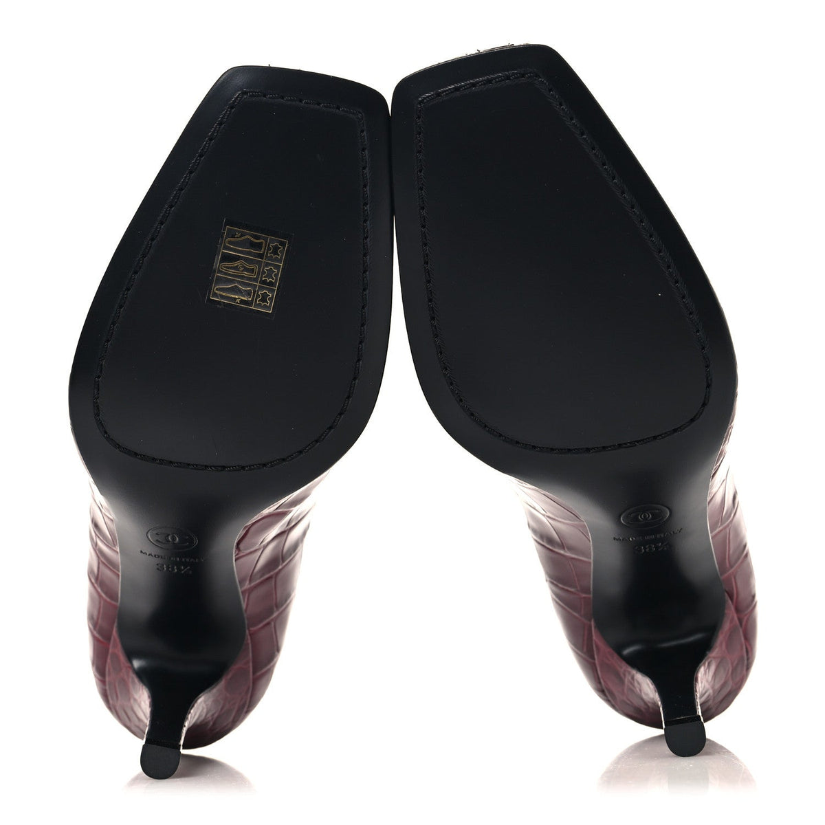 Crocodile Embossed Patent Calfskin Pumps 38.5 Burgundy Black