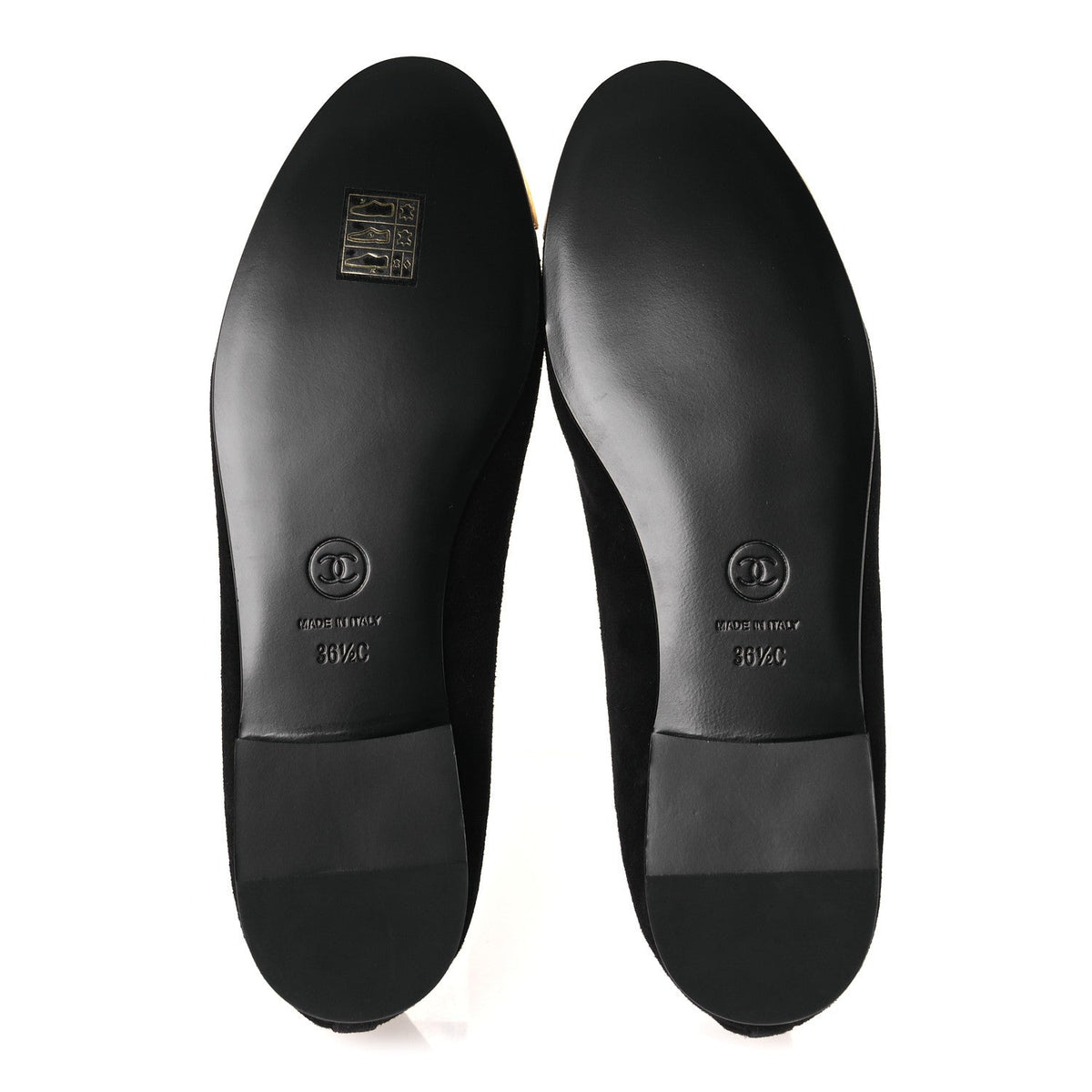Suede Crackled Laminated Calfskin Cap Toe Ballerina Flats 36.5 Black Gold