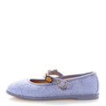 Wool Tweed Patent Mary Jane Flats 37.5 Lilac