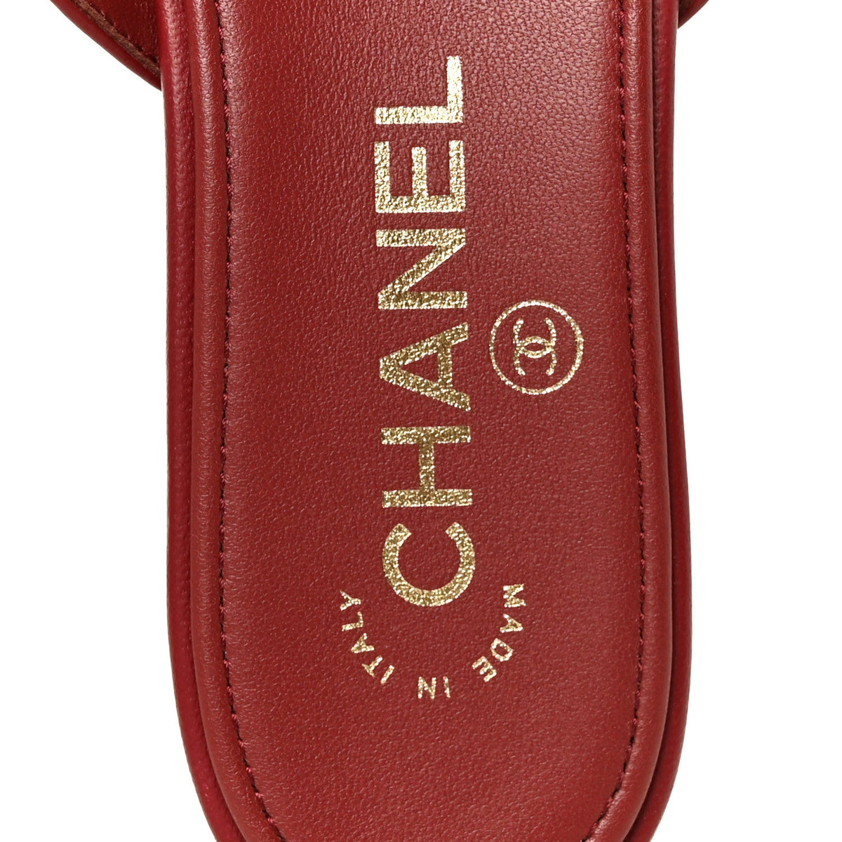 Lambskin CC Thong Sandals 37 Burgundy