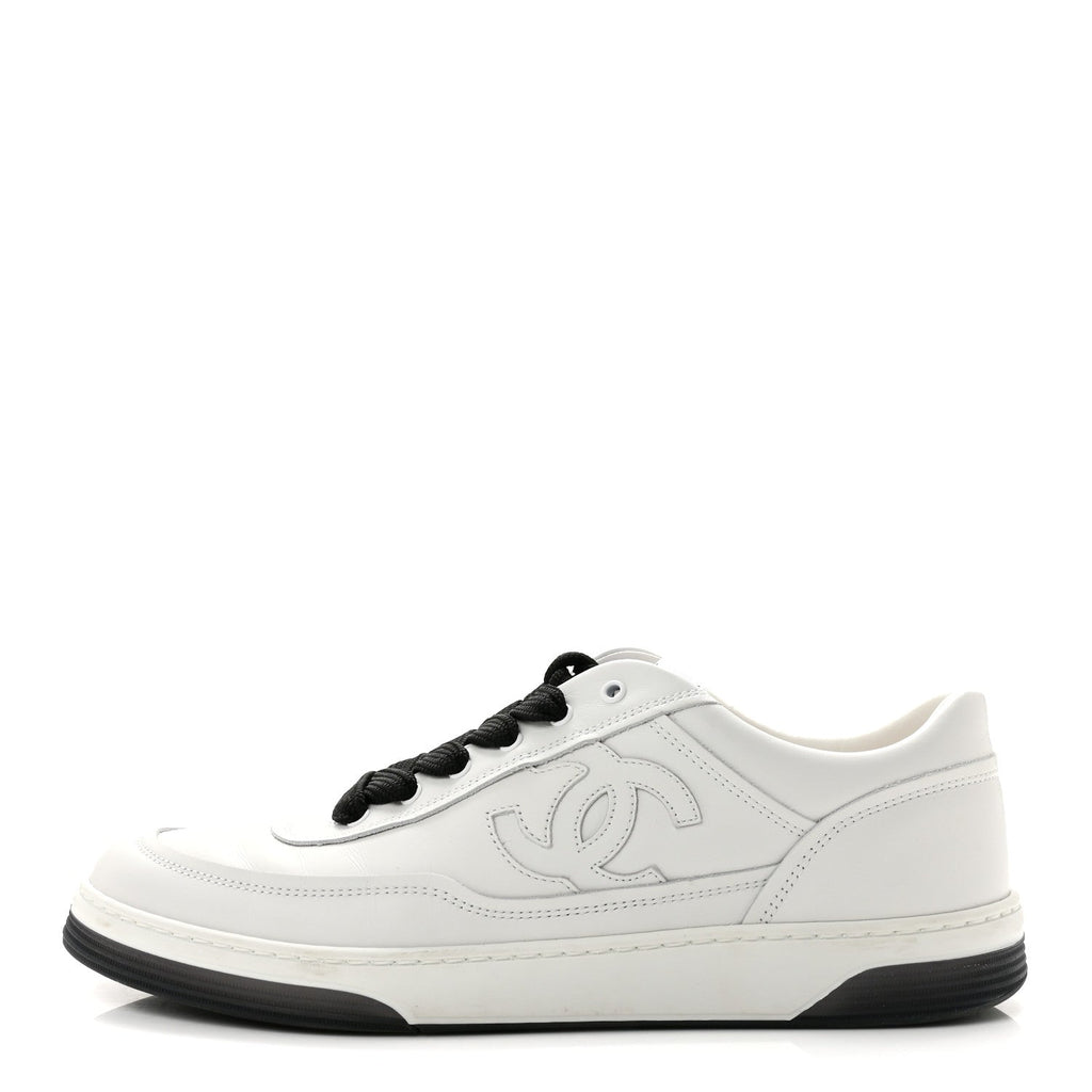 Calfskin CC Womens Sneakers 40 White Black