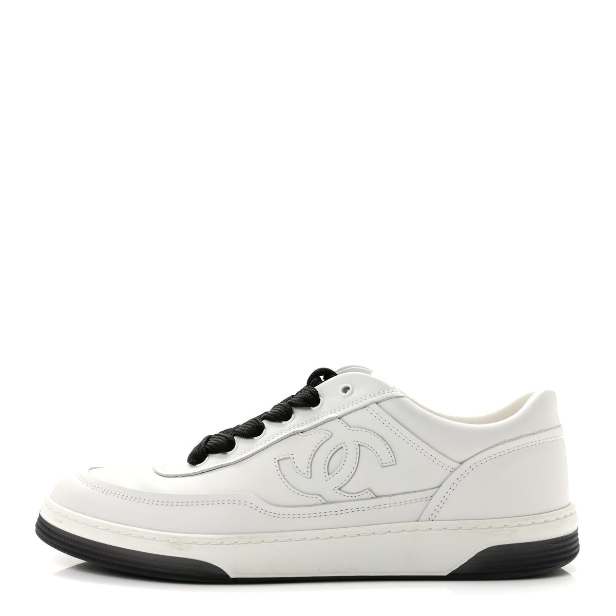 Calfskin CC Womens Sneakers 40 White Black