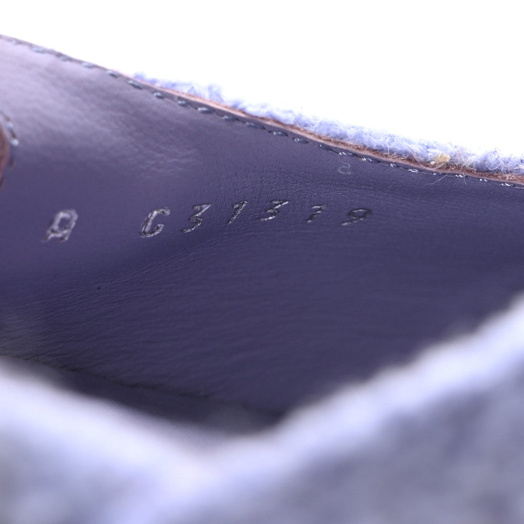 Iridescent Wool Tweed Patent Cap Toe CC Slingback Flats 36 Light Purple Silver Black