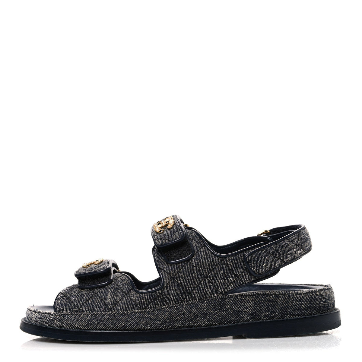Velvet Velcro Dad Sandals 36 Grey