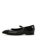Lambskin Grosgrain Cap Toe CC Mary Jane Flats 37 Black