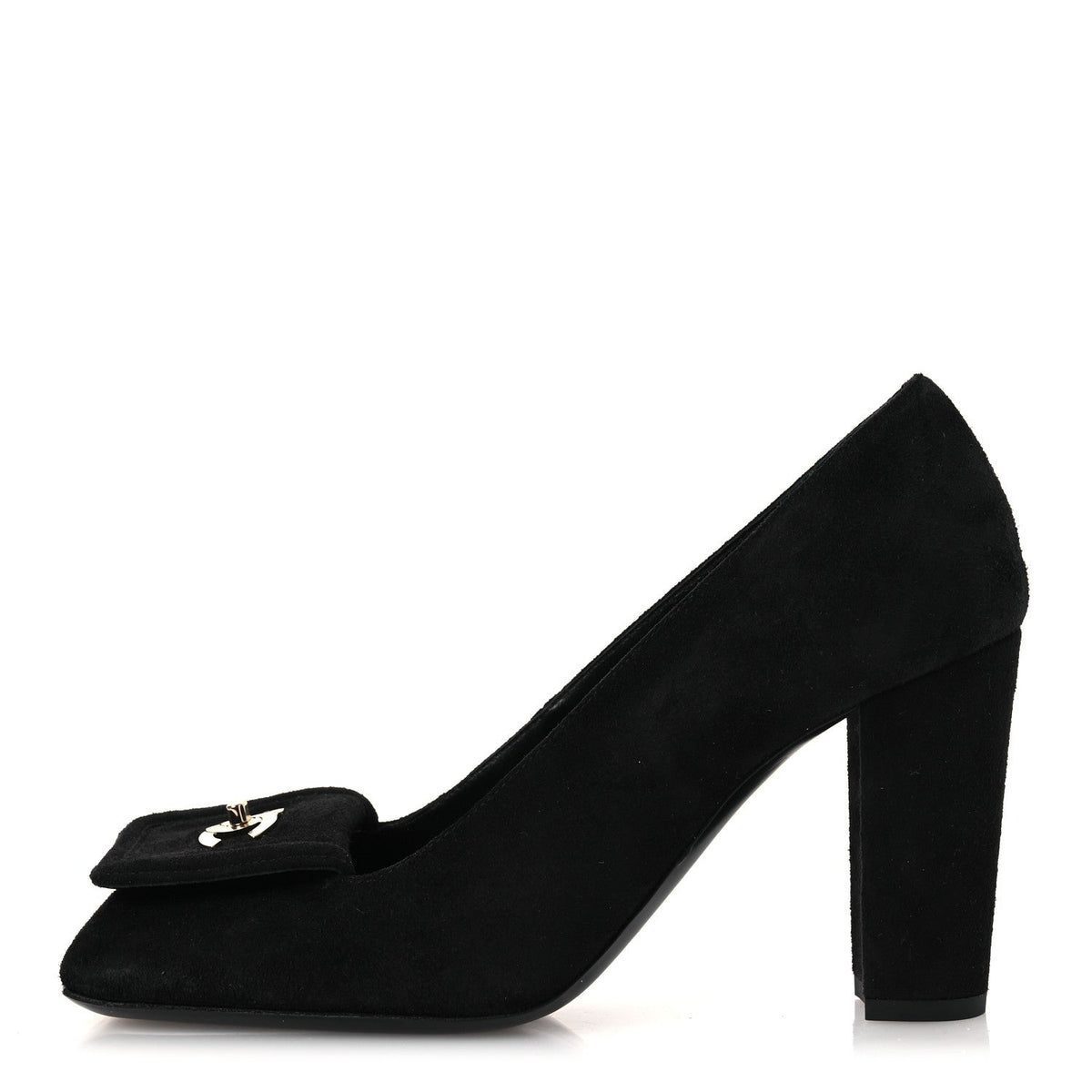 Lambskin Turnlock CC Pumps 38 Black Ivory