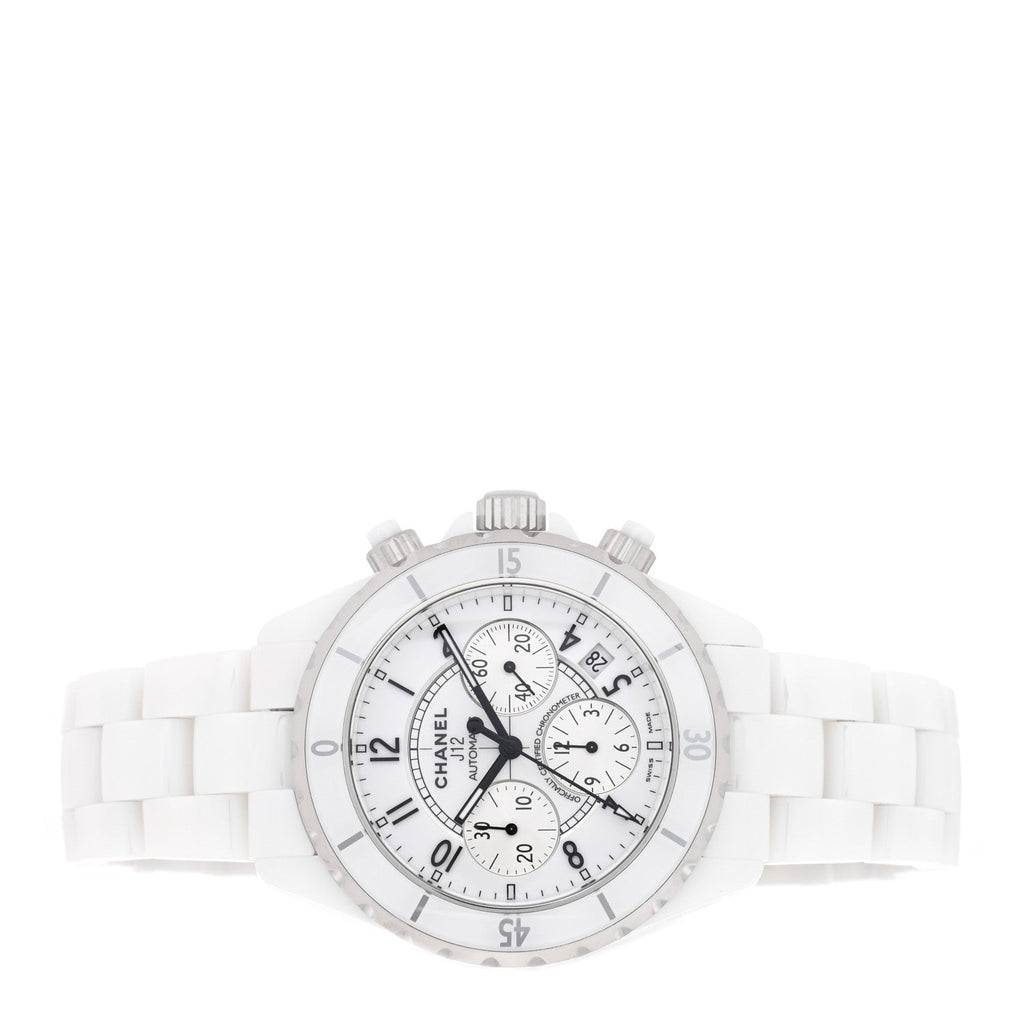 Stainless Steel Ceramic 41mm J12 Chronograph Automatic Watch White