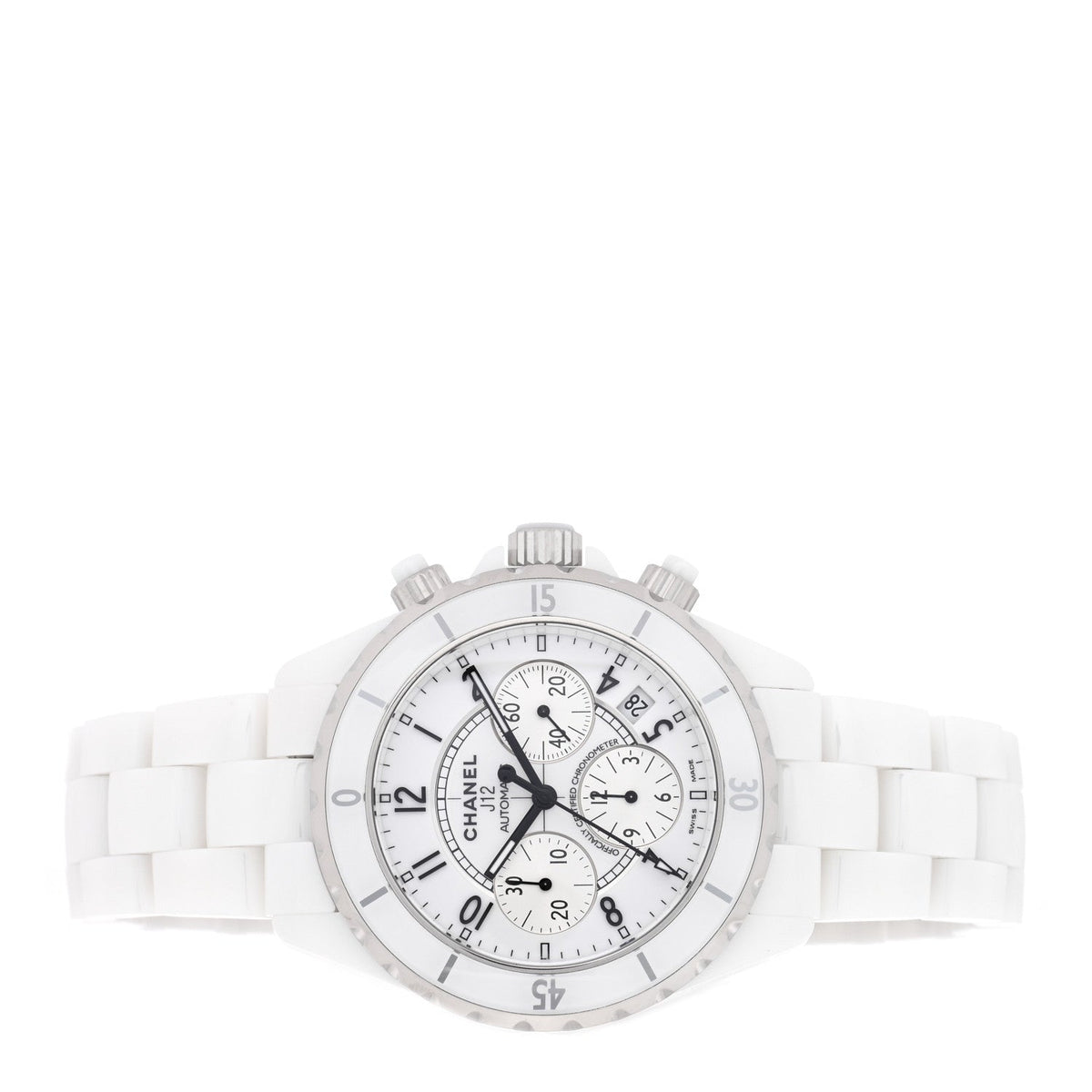 Stainless Steel Ceramic 41mm J12 Chronograph Automatic Watch White
