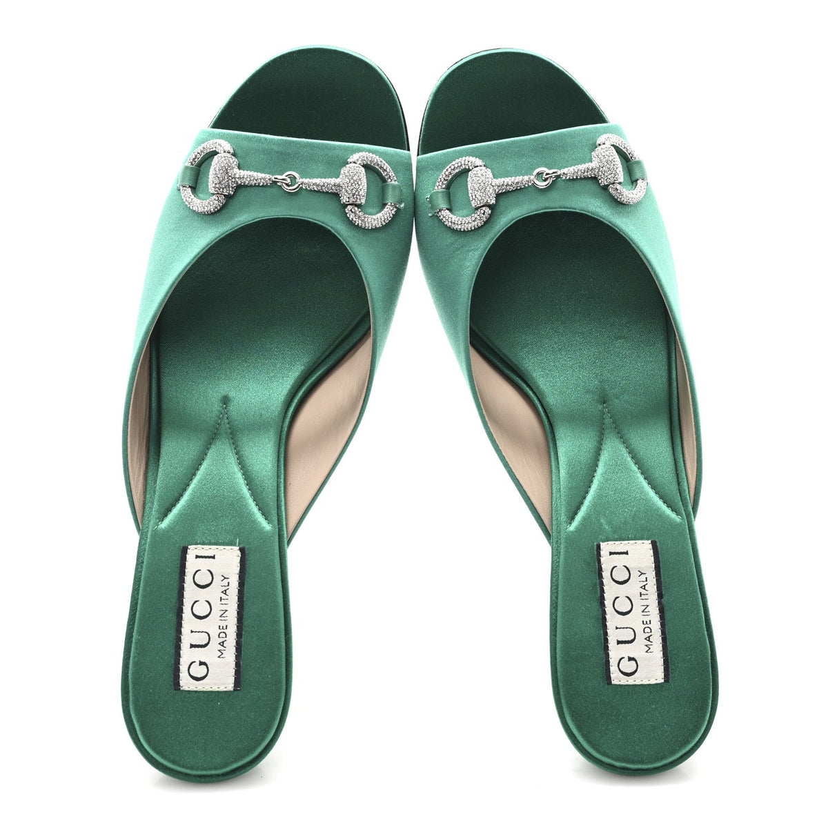 Raso Seta Malaga Kid Crystal Horsebit Sandals 37.5 Jade Caribbean Green
